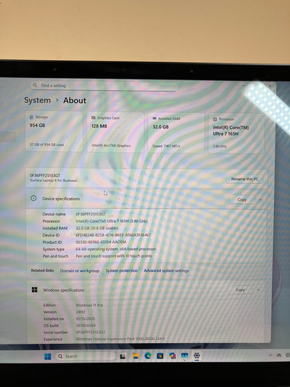 Microsoft Surface Laptop 6 for Business 2033 13" ULTRA 7 165H 32GB RAM 1TB SSD