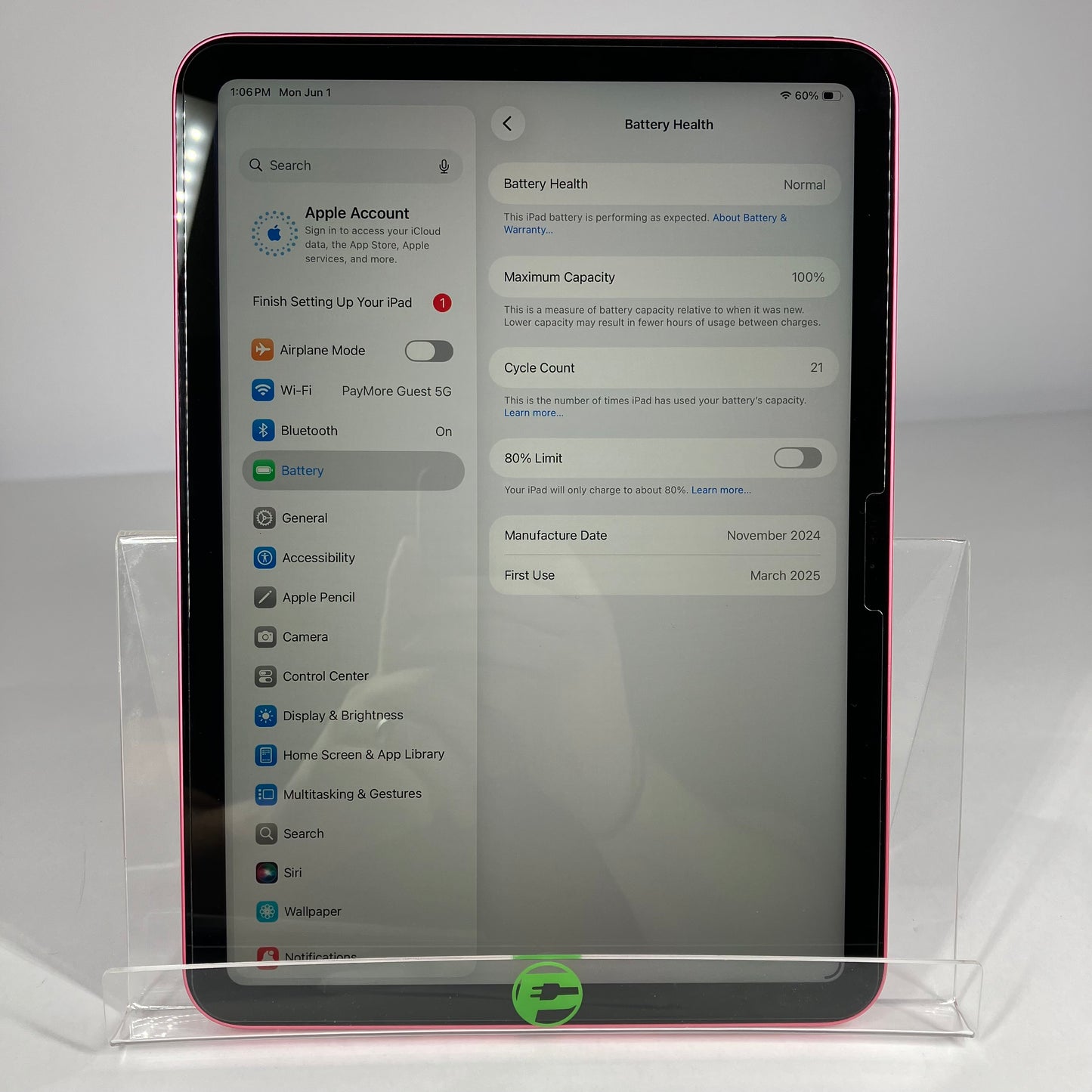 WiFi Only Apple iPad 11" (A16) 128GB Pink MD4E4LL/A Bundle