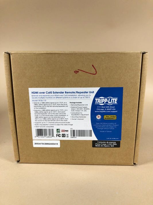 TrippLite HDMI over Cat5 Extender Remote/Repeater Unit B126-110