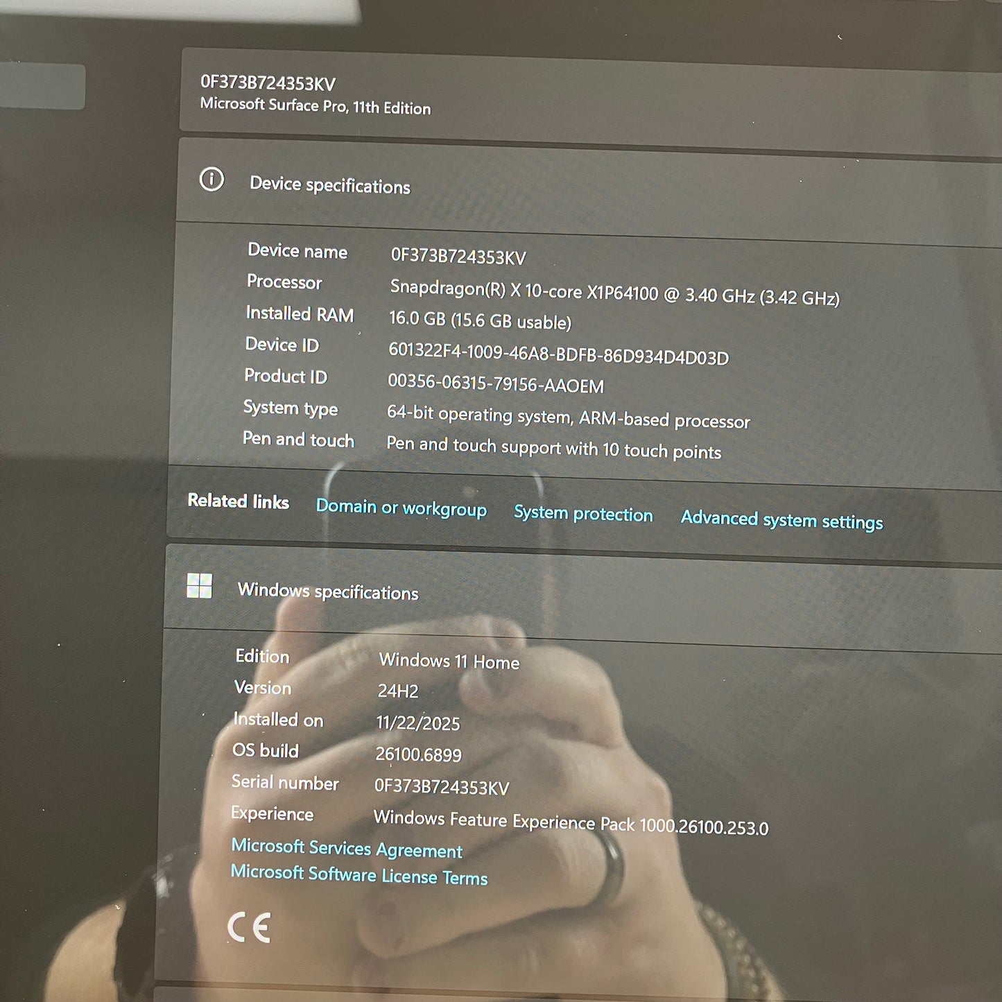 Microsoft Surface Pro 11 2076 SnapDragon X 10Core X1P64100 16GB RAM 512GB SSD