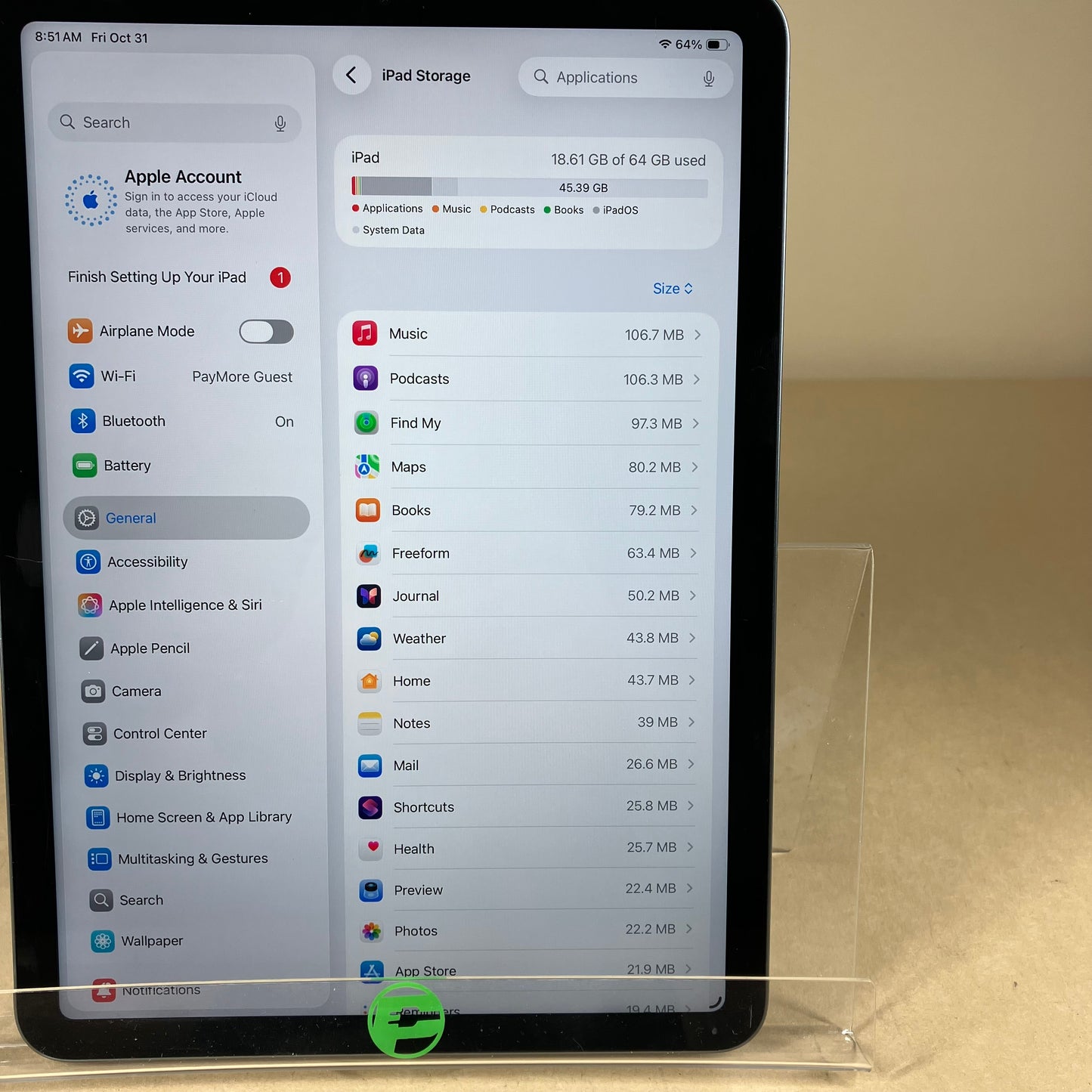 WiFi Only Apple iPad Air 5th Gen 64GB Space Gray Engraved
