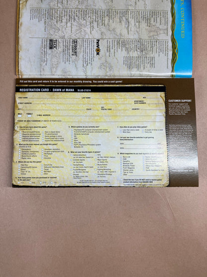 Dawn of Mana (Sony PlayStation 2 PS2, 2007) Complete In Box Reg Card