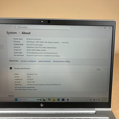 HP EliteBook 845 G8 14" Ryzen 7 Pro 5850U 1.9GHz 16GB RAM 512GB SSD