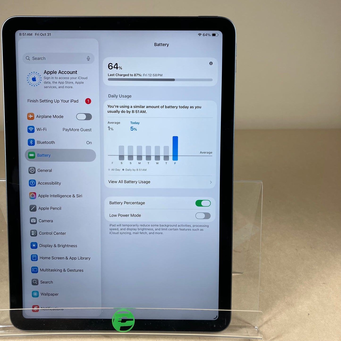 WiFi Only Apple iPad Air 5th Gen 64GB Space Gray Engraved