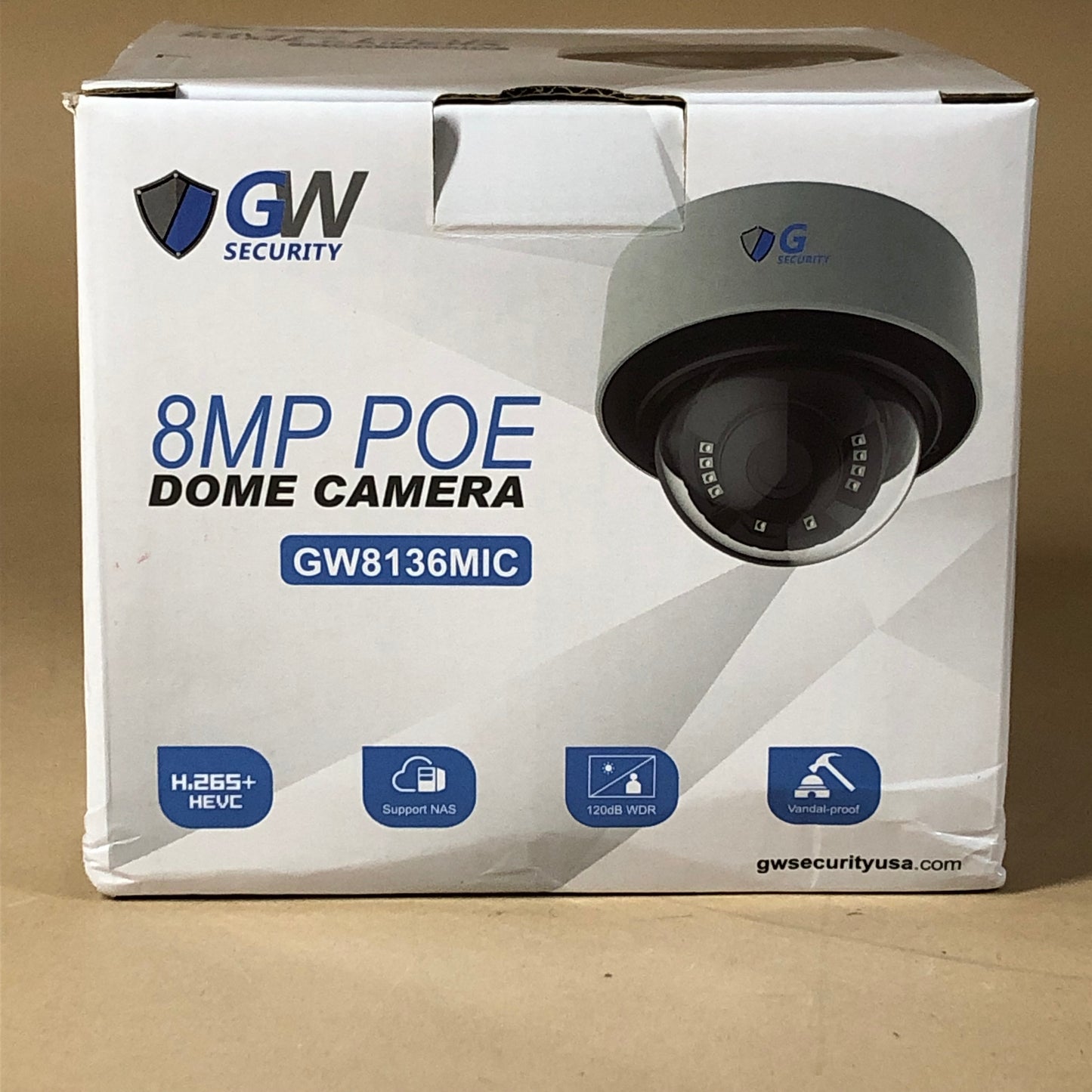 GW Security Microphone Dome Security Camera 4K IP PoE GW8136MIC New In Box