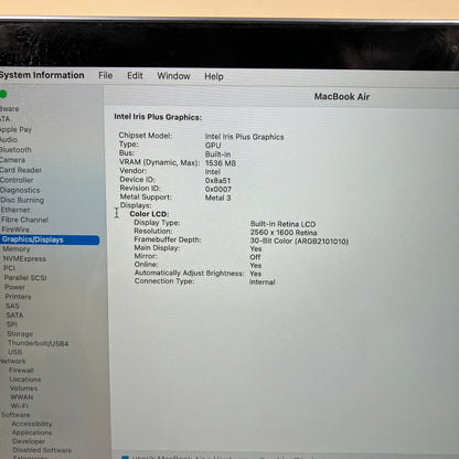 2020 Apple MacBook Air 13.3" i7 1.2GHz 16GB RAM 512GB SSD Space Gray A2179