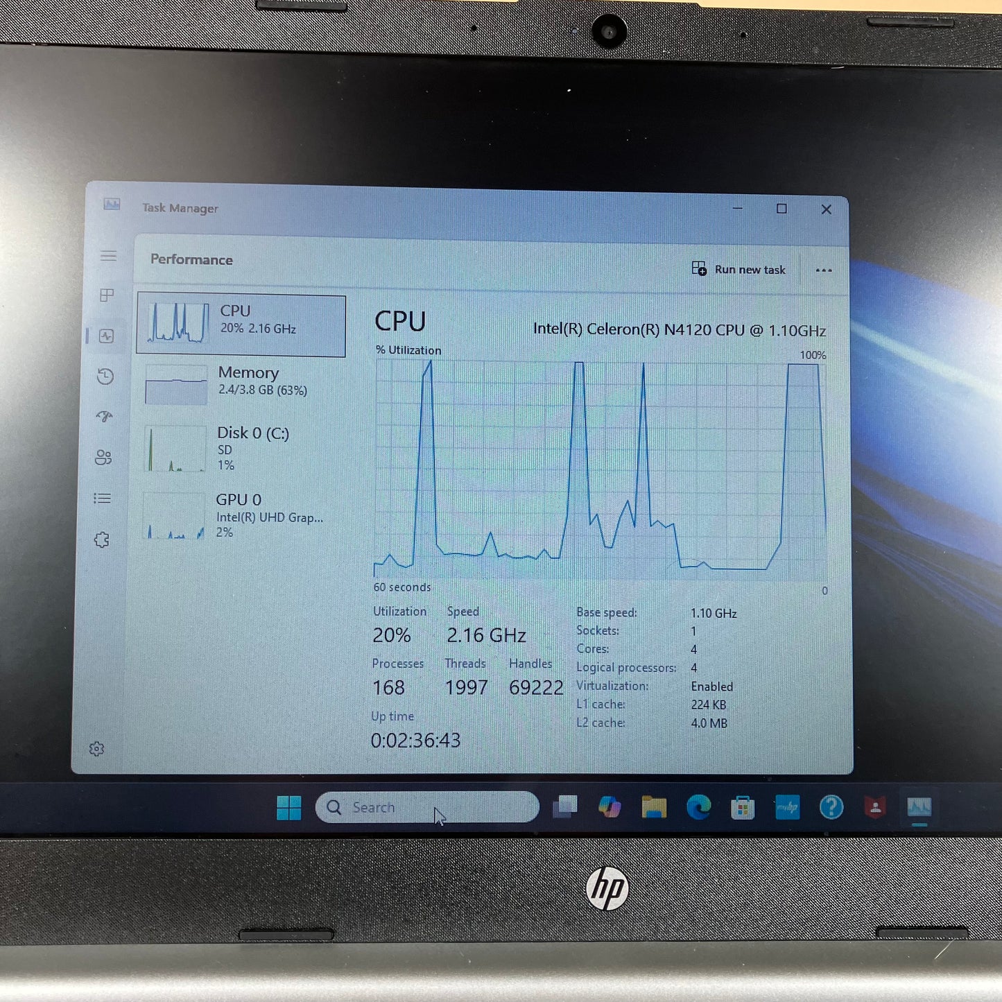 HP Laptop 14-DQ0760DX 14" Celeron N4120 1.1GHz 4GB RAM 128GB SSD