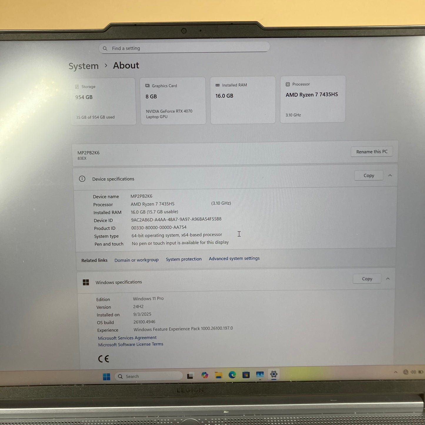 Lenovo Legion SLIM 5 Ryzen 7 7435HS 3.1GHz 16GB RAM 1TB SSD GeForce RTX 4070