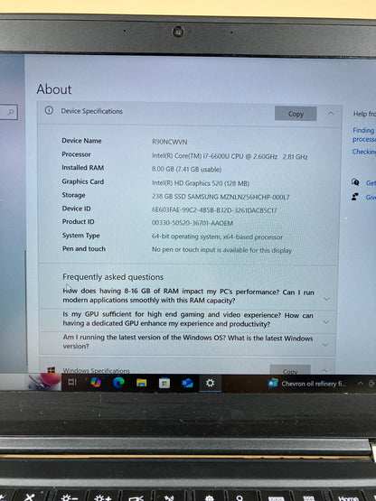 Lenovo ThinkPad X1 CARBON GEN 4 14" i7-6600U 2.6GHz 8GB RAM 256GB SSD