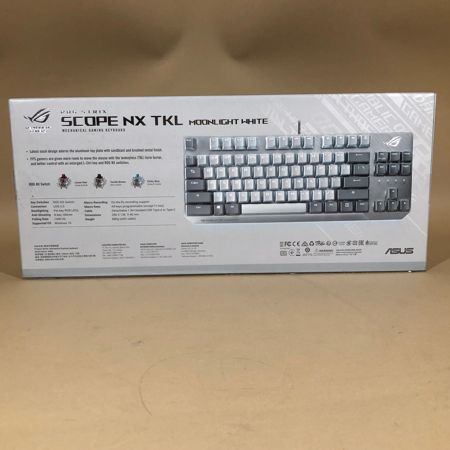 New Rog Strix Scope NX TKL  Mechanical Gaming Keyboard X806 Moonlight White