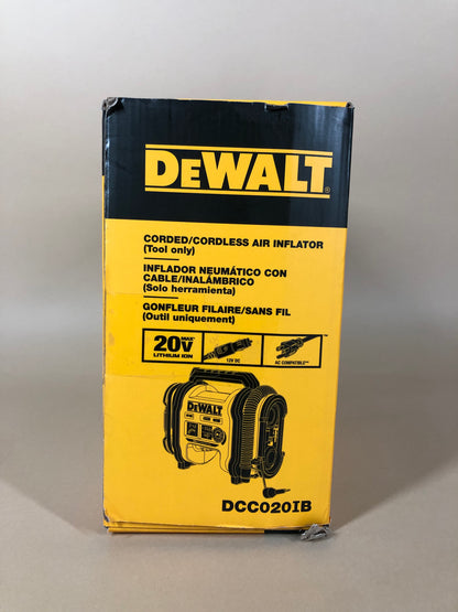 New DeWalt DCC020IB 20V Corded / Cordless Air Inflator