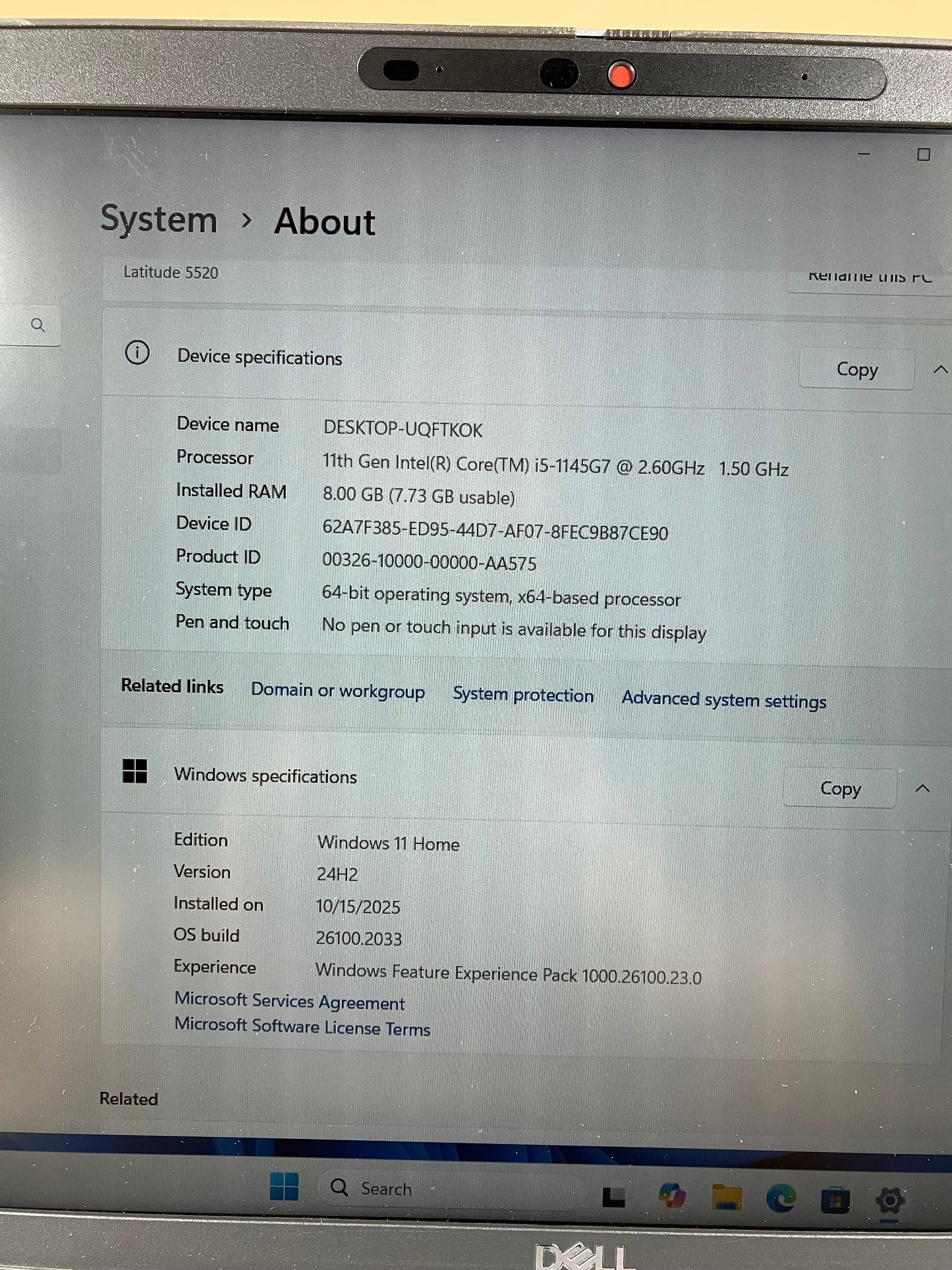 Dell Latitude 5520 15.6" i5-1145G7 2.6GHz 8GB RAM 256GB SSD WIN 11