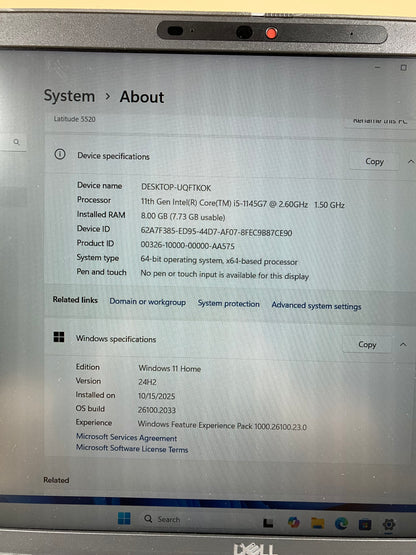 Dell Latitude 5520 15.6" i5-1145G7 2.6GHz 8GB RAM 256GB SSD WIN 11