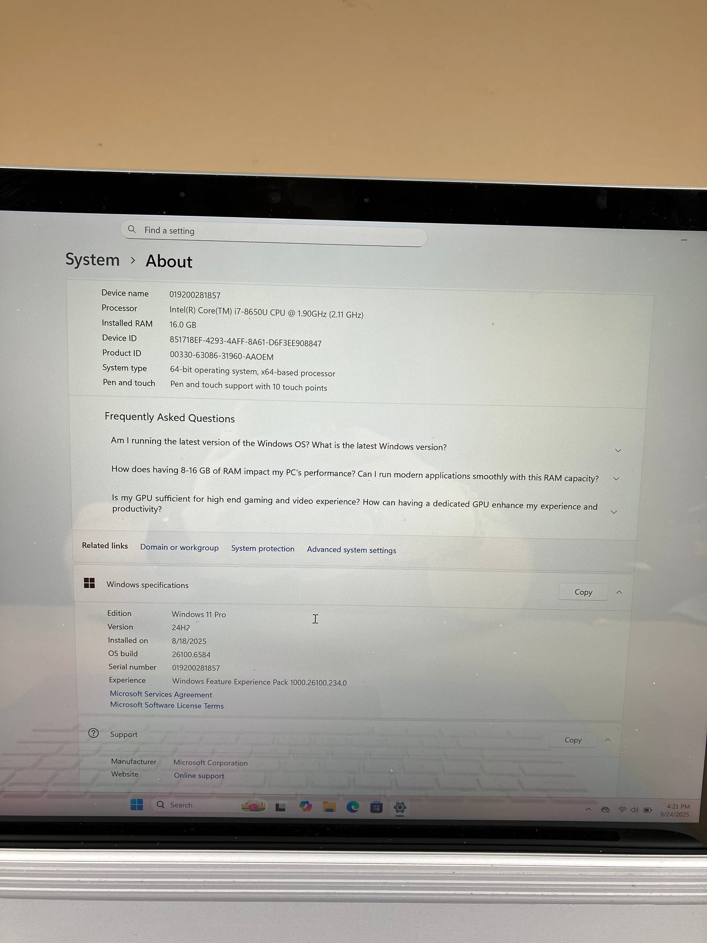 Microsoft Surface Book 2 1793 15" i7-8650U 16GB RAM 1TB SSD GeForce GTX 1060