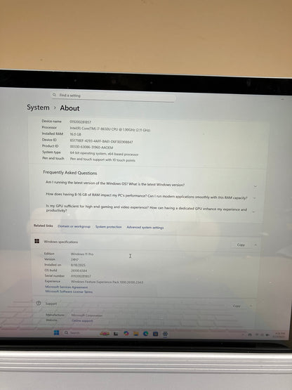 Microsoft Surface Book 2 1793 15" i7-8650U 16GB RAM 1TB SSD GeForce GTX 1060