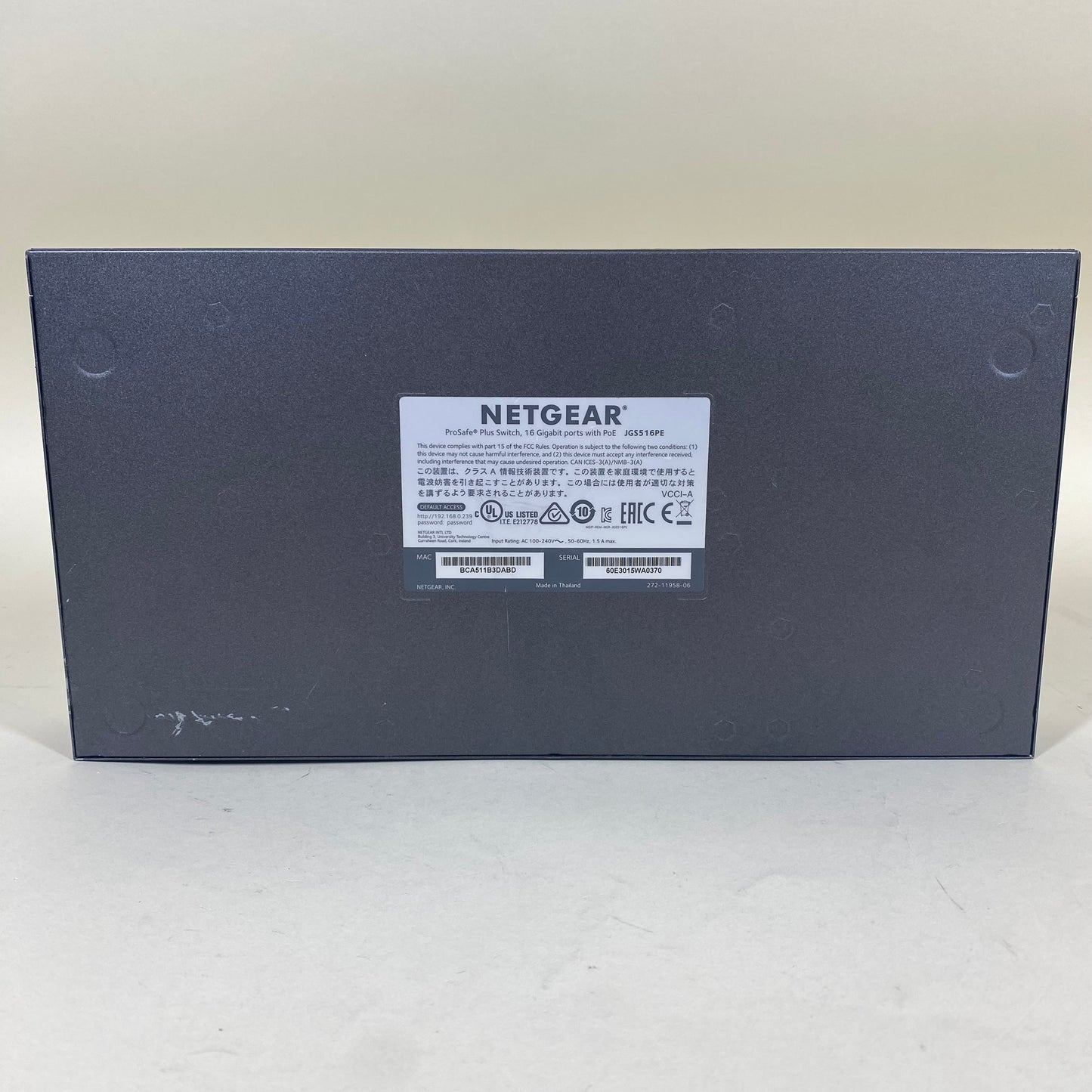 NETGEAR ProSAFE Plus Gigabit Switch with PoE JGS516PE
