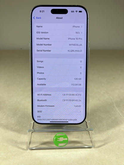 Unlocked Apple iPhone 16 Pro 128GB Natural Titanium MYMD3LL/A