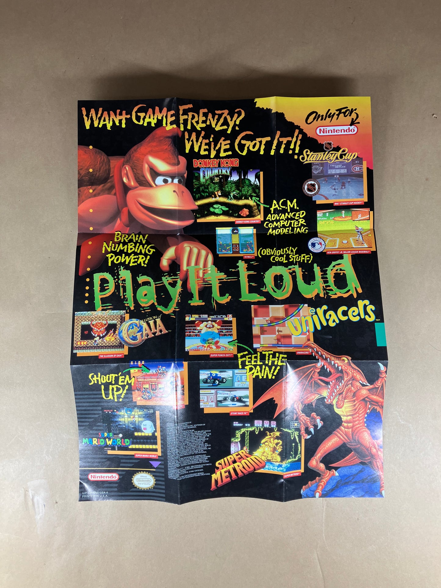 Donkey Kong Country 3 (Super Nintendo SNES, 1996) Manual and Poster