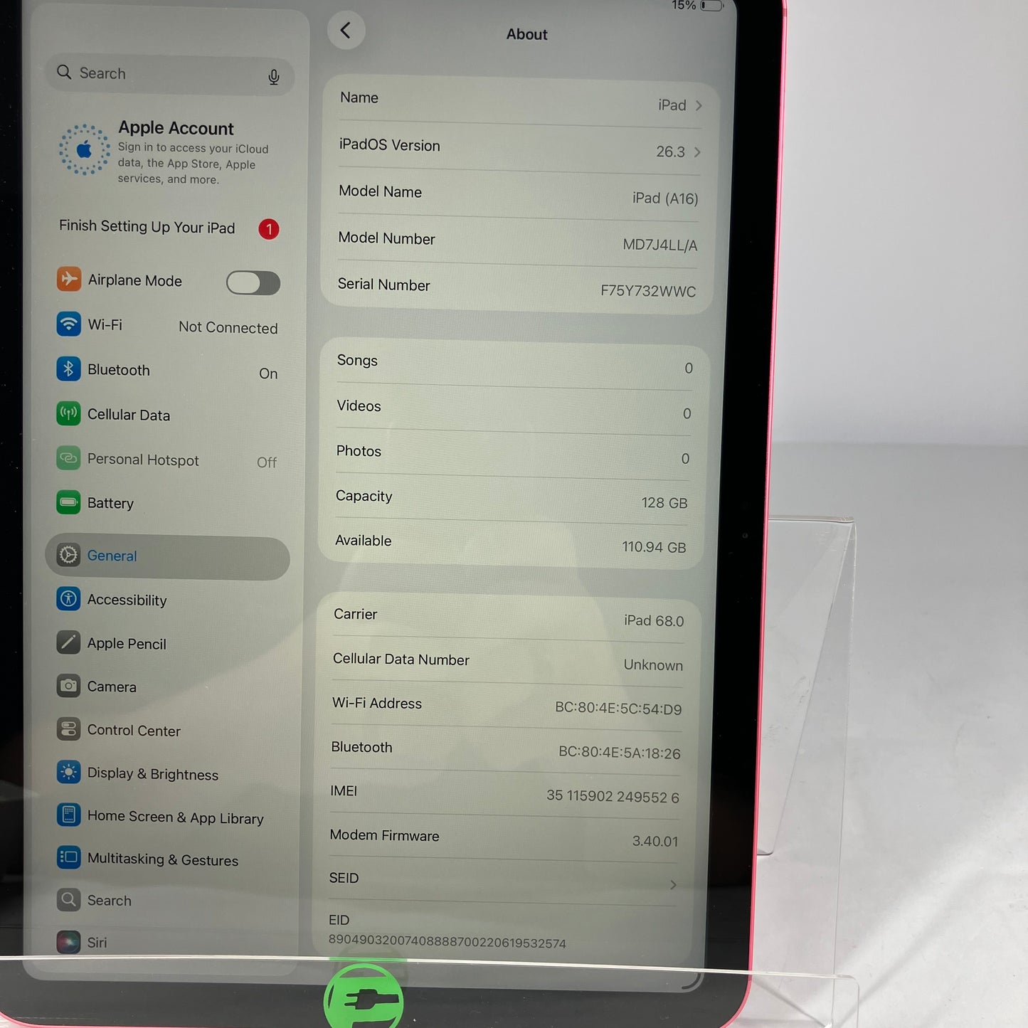 WiFi Only Apple iPad 11" (A16) 128GB Pink MD7J4LL/A