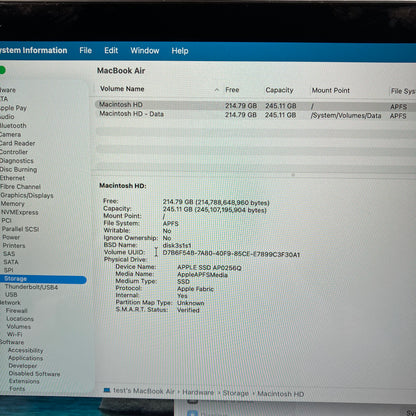 2020 Apple MacBook Air 13.3" M1 7C GPU 3.2GHz 8GB RAM 256GB SSD MGN63LL/A