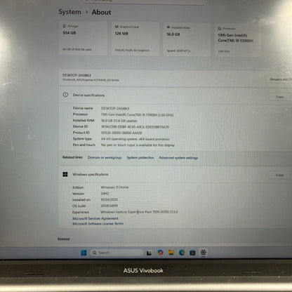 Asus Vivobook 17 K3704V 17.3" i9-13900H 2.6GHz 16GB RAM 1TB SSD