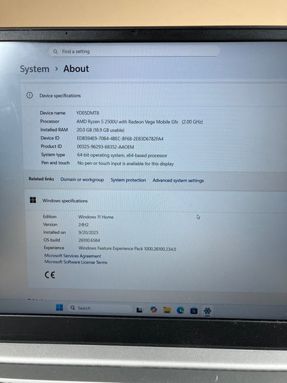 Lenovo IdeaPad 330S-15ARR 15.6" Ryzen 5 2500U 2.0GHz 20GB RAM 512GB SSD