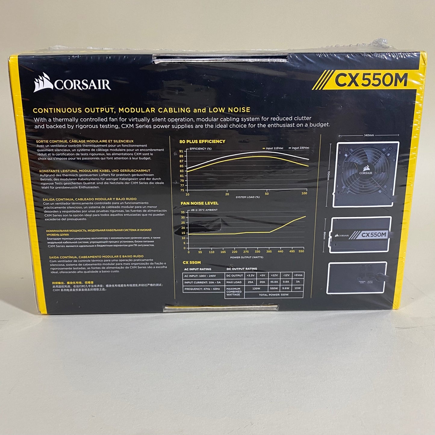 New Corsair CX550M 80 Plus Bronze 550W Power Supply