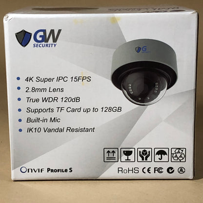 GW Security Microphone Dome Security Camera 4K IP PoE GW8136MIC New In Box