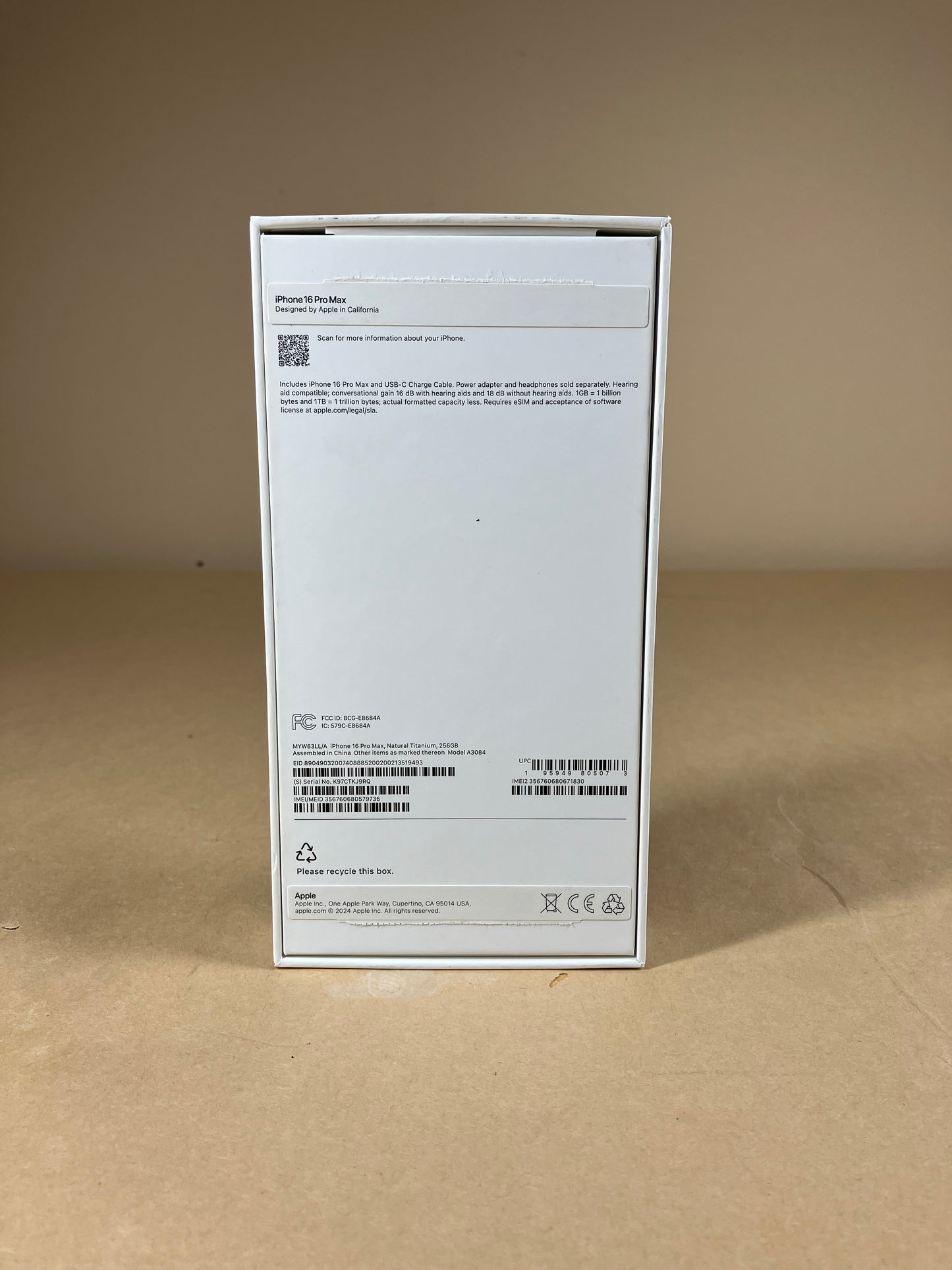 Unlocked Apple iPhone 16 Pro Max 256GB Natural Titanium MYW63LL/A