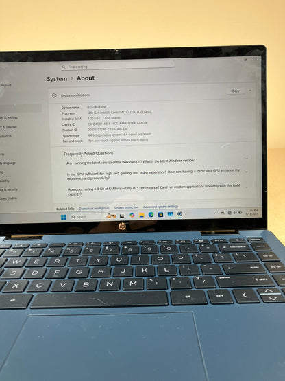 HP Pavilion x360 2-in-1 14-EK0013DX 14" i3-1215U 1.2GHz 8GB RAM 256GB SSD