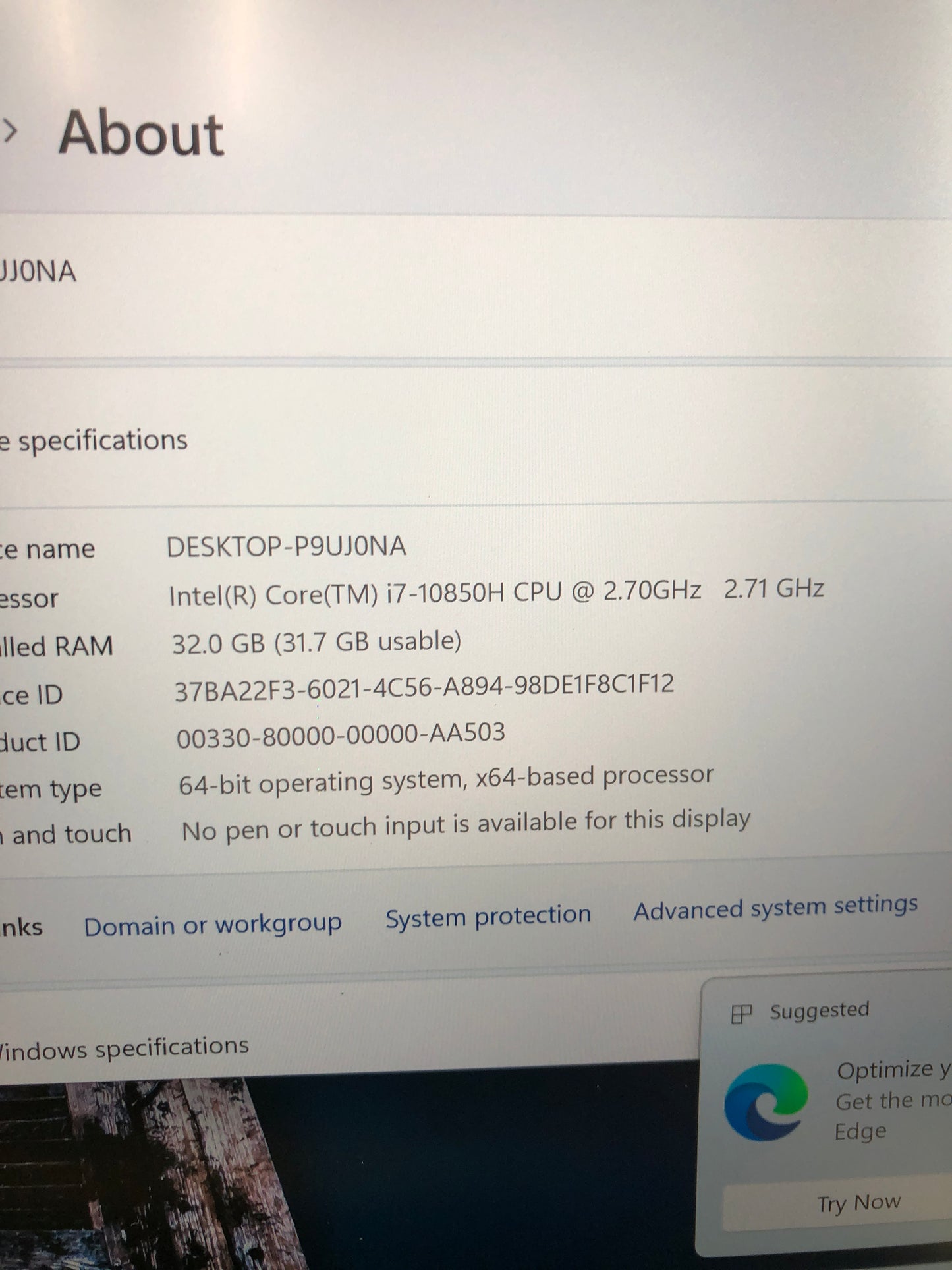 Lenovo ThinkPad P15 Gen 1 15" i7-10850H 2.7GHz 32GB RAM 512GB SSD Quadro T2000
