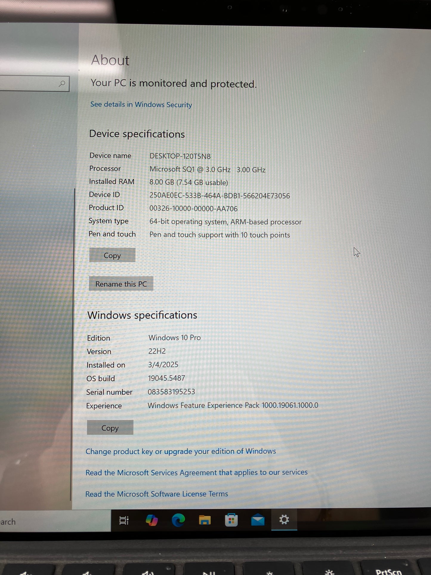 Microsoft Surface Pro X 1876 13" SQ1 3.0GHz 8GB RAM 128GB SSD