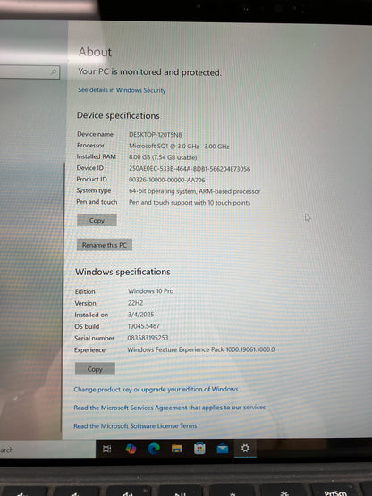 Microsoft Surface Pro X 1876 13" SQ1 3.0GHz 8GB RAM 128GB SSD