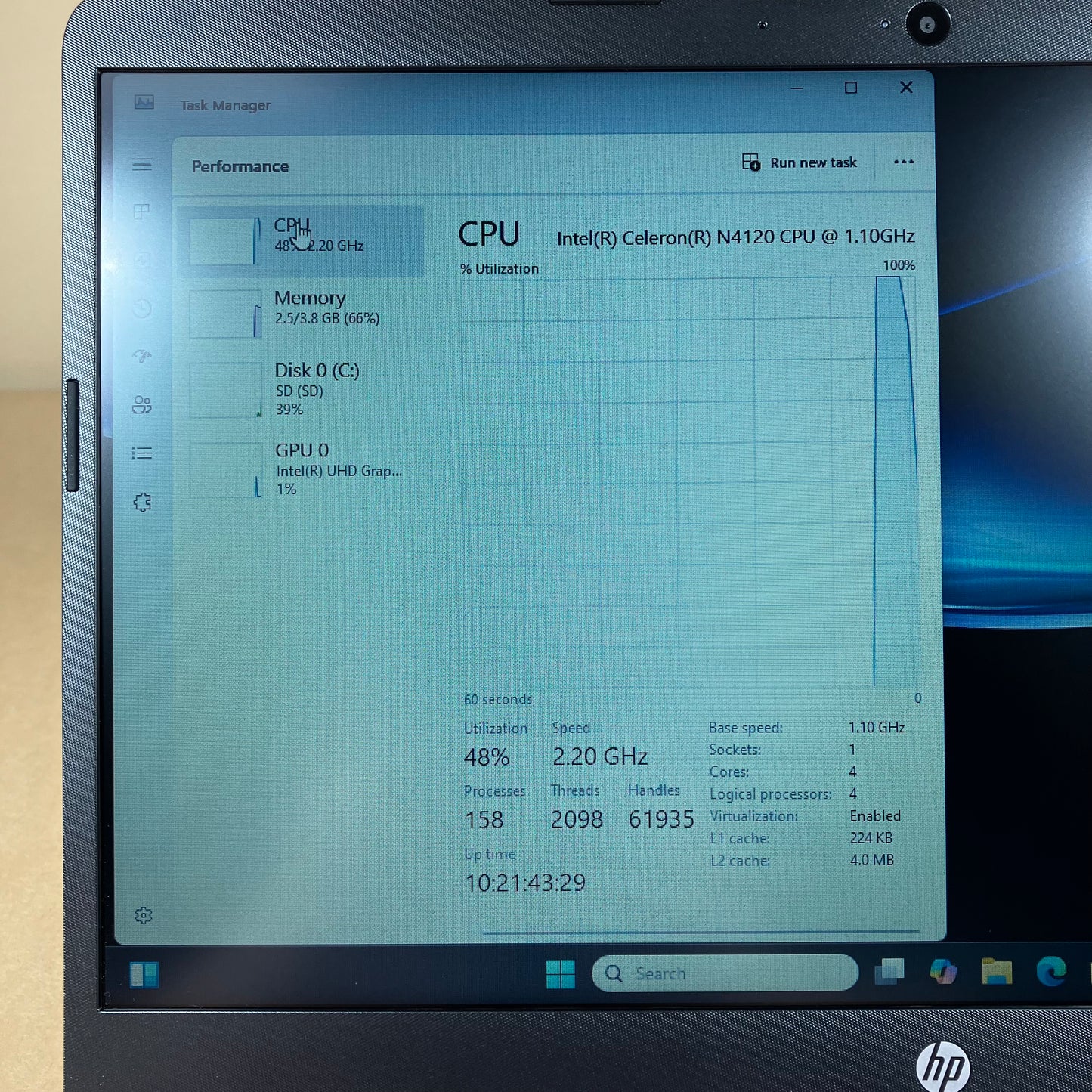 HP Laptop 14-CF2112WM 14" Celeron N4120 1.1GHz 4GB RAM 64GB SSD