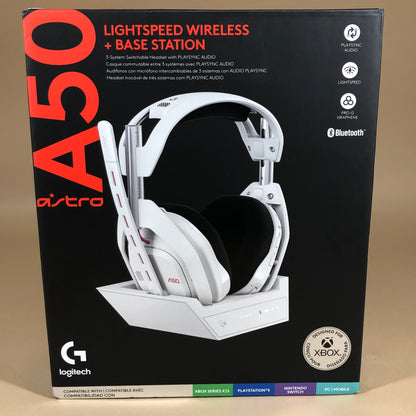 New Logitech A50 Wireless + Base Station Wireless Headset with Base Station White