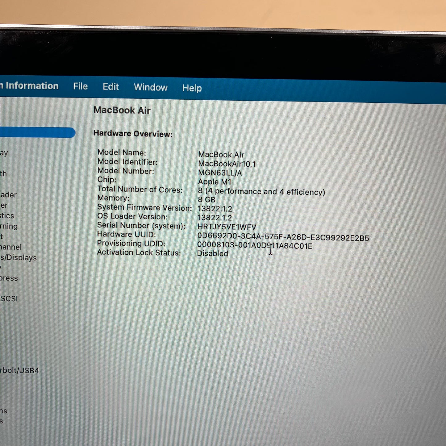 2020 Apple MacBook Air 13.3" M1 7C GPU 3.2GHz 8GB RAM 256GB SSD MGN63LL/A