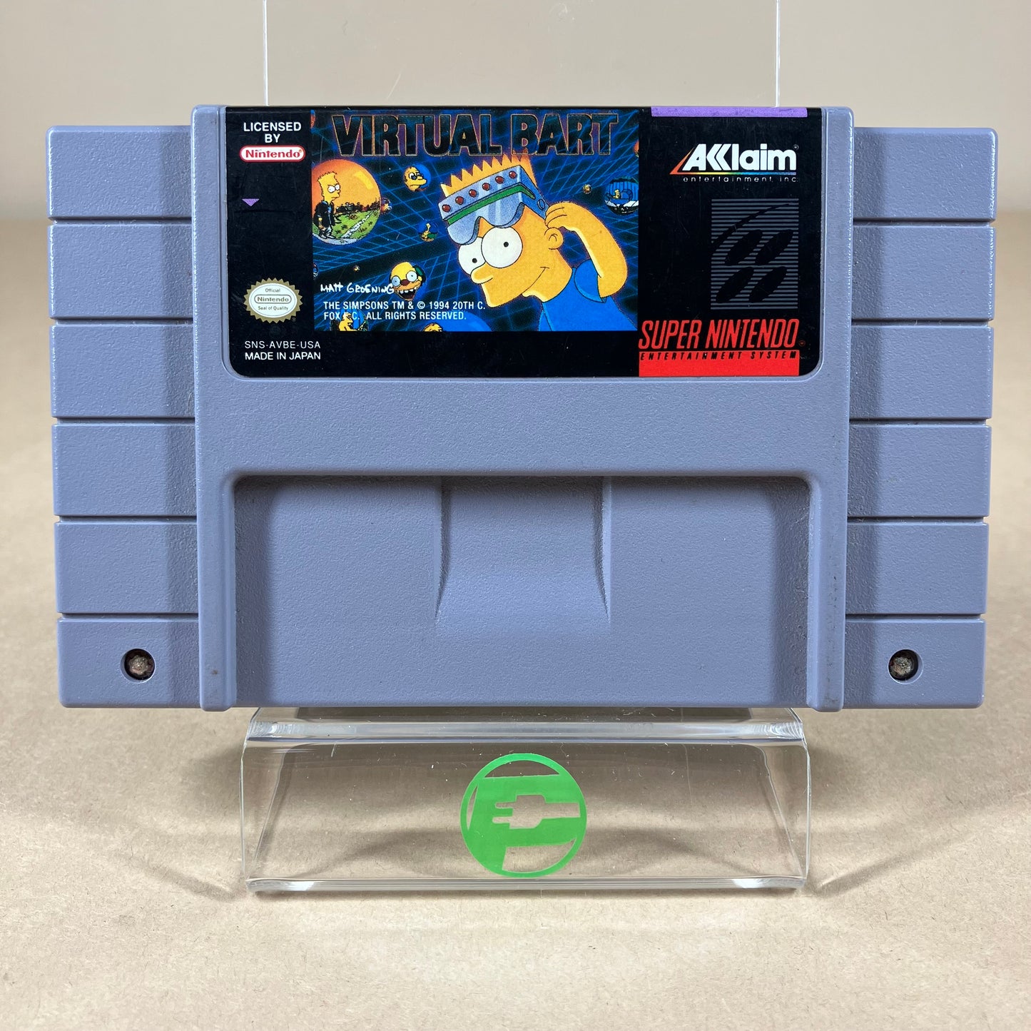 Virtual Bart (Super Nintendo SNES, 1994) Cartridge Only
