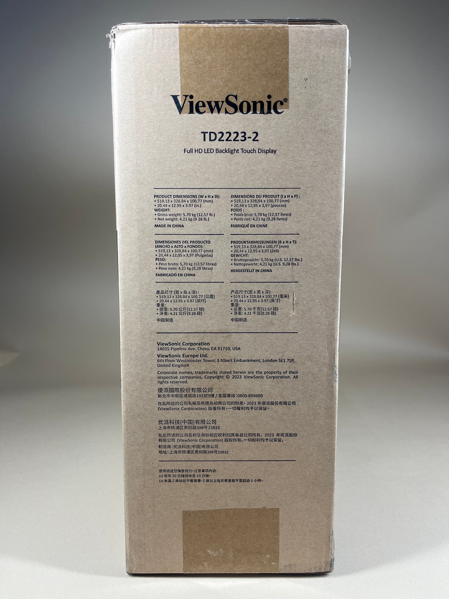 New ViewSonic 21.5" TD2223-2 FHD FHD 75Hz 10-Point Multi IR Touch Monitor