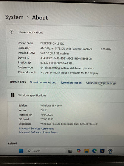 Lenovo ThinkPad E14 GEN 5 14" Ryzen 5 7530U 2.0GHz 16GB RAM 256GB SSD