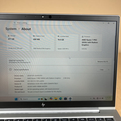 HP EliteBook 845 G8 14" Ryzen 7 Pro 5850U 1.9GHz 16GB RAM 512GB SSD