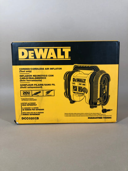 New DeWalt DCC020IB 20V Corded / Cordless Air Inflator