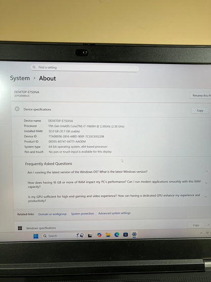 Lenovo ThinkPad P15 Gen 2i 15.6" i7-11800H 2.3GHz 32GB RAM 1TB SSD Quadro T1200