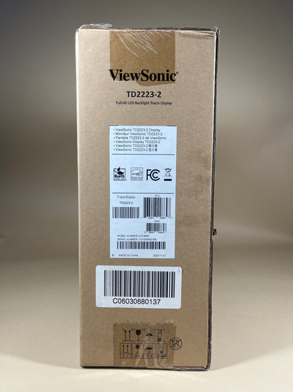 New ViewSonic 21.5" TD2223-2 FHD FHD 75Hz 10-Point Multi IR Touch Monitor