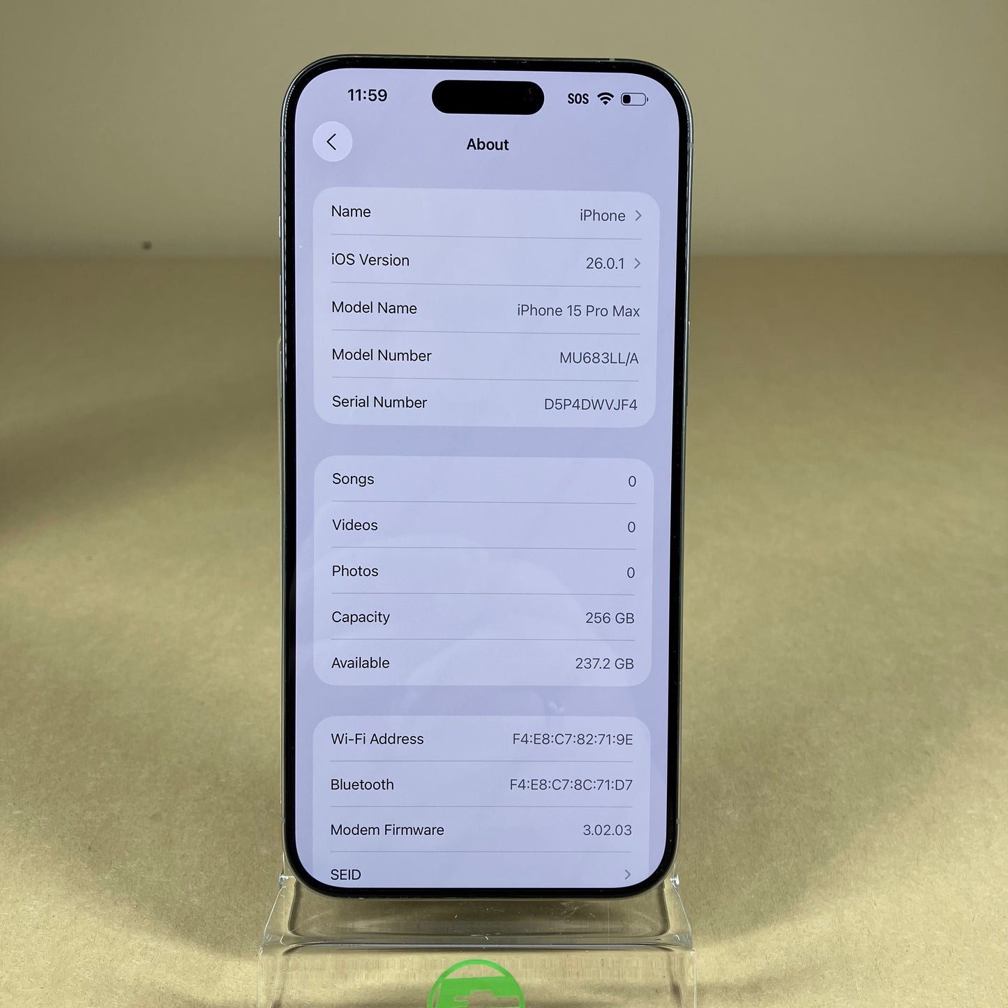 Unlocked Apple iPhone 15 Pro Max 256GB Natural Titanium MU683LL/A