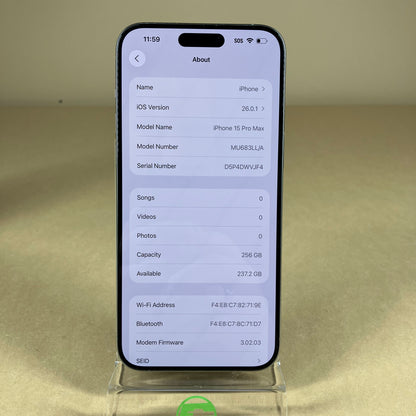 Unlocked Apple iPhone 15 Pro Max 256GB Natural Titanium MU683LL/A
