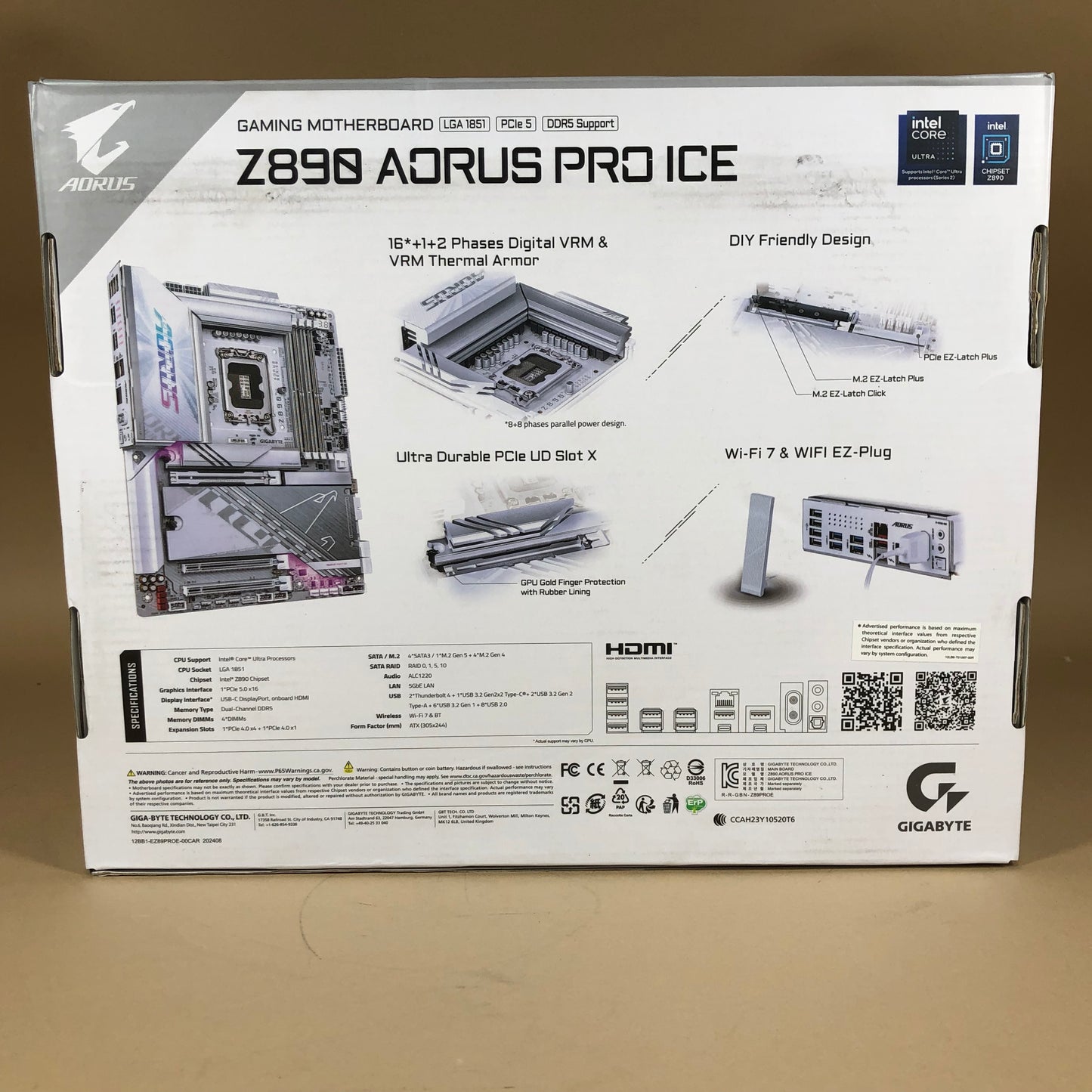 New Aorus Z890 Aorus Pro Ice Motherboard BE200NGW