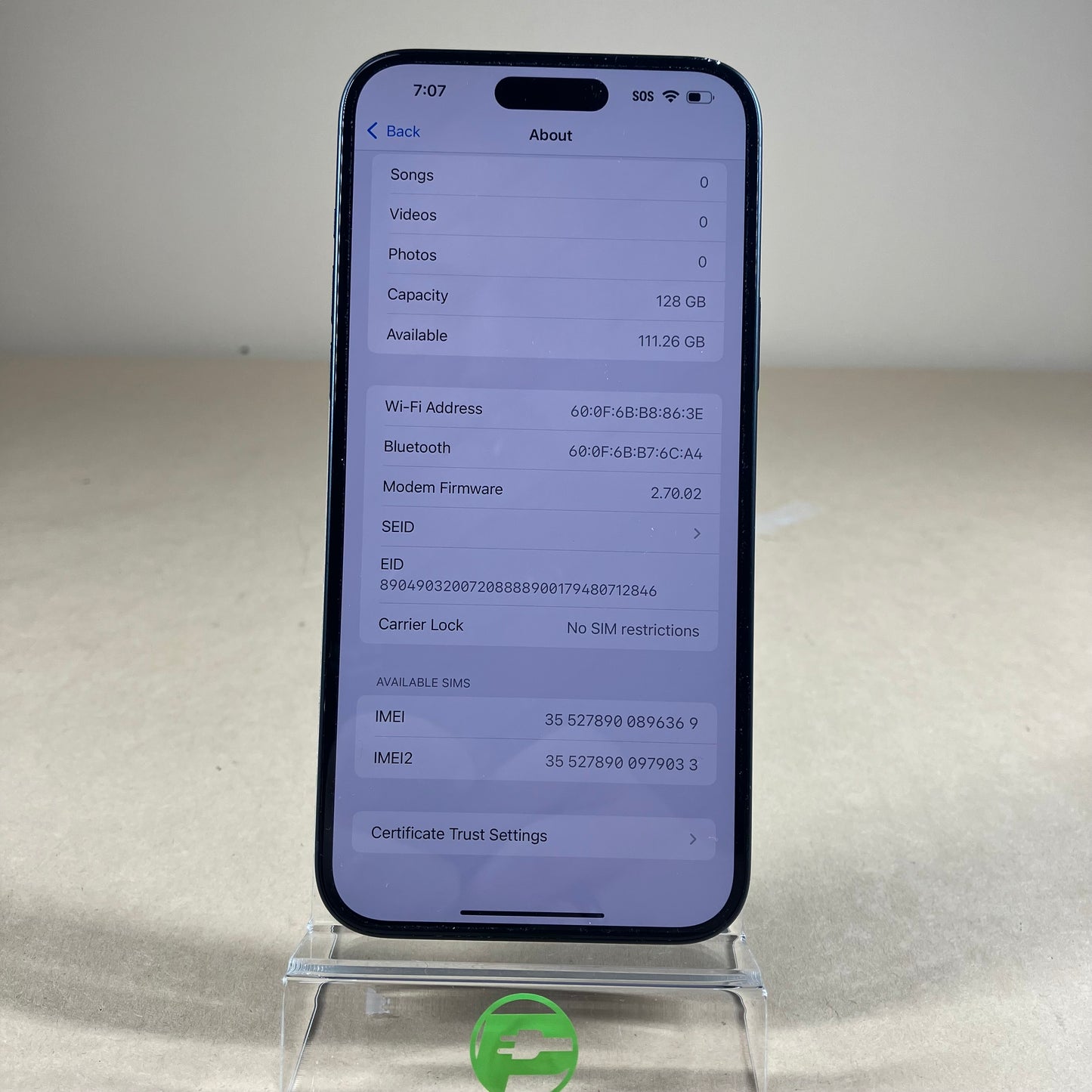 Unlocked Apple iPhone 15 Plus 128GB Black MTXR3LL/A