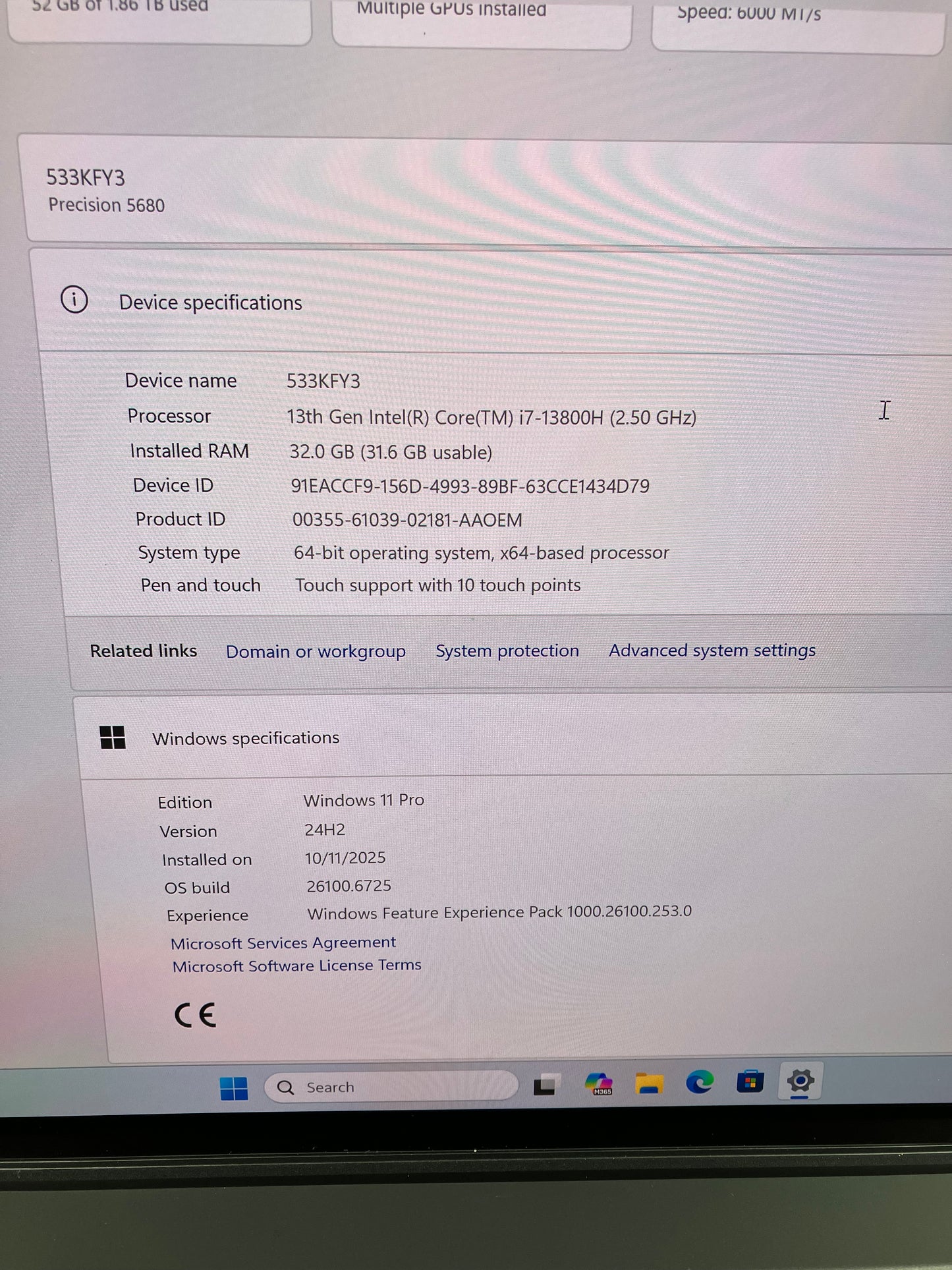 Dell Precision 5680 16" i7-13800H 2.5GHz 32GB RAM 2TB SSD RTX A1000