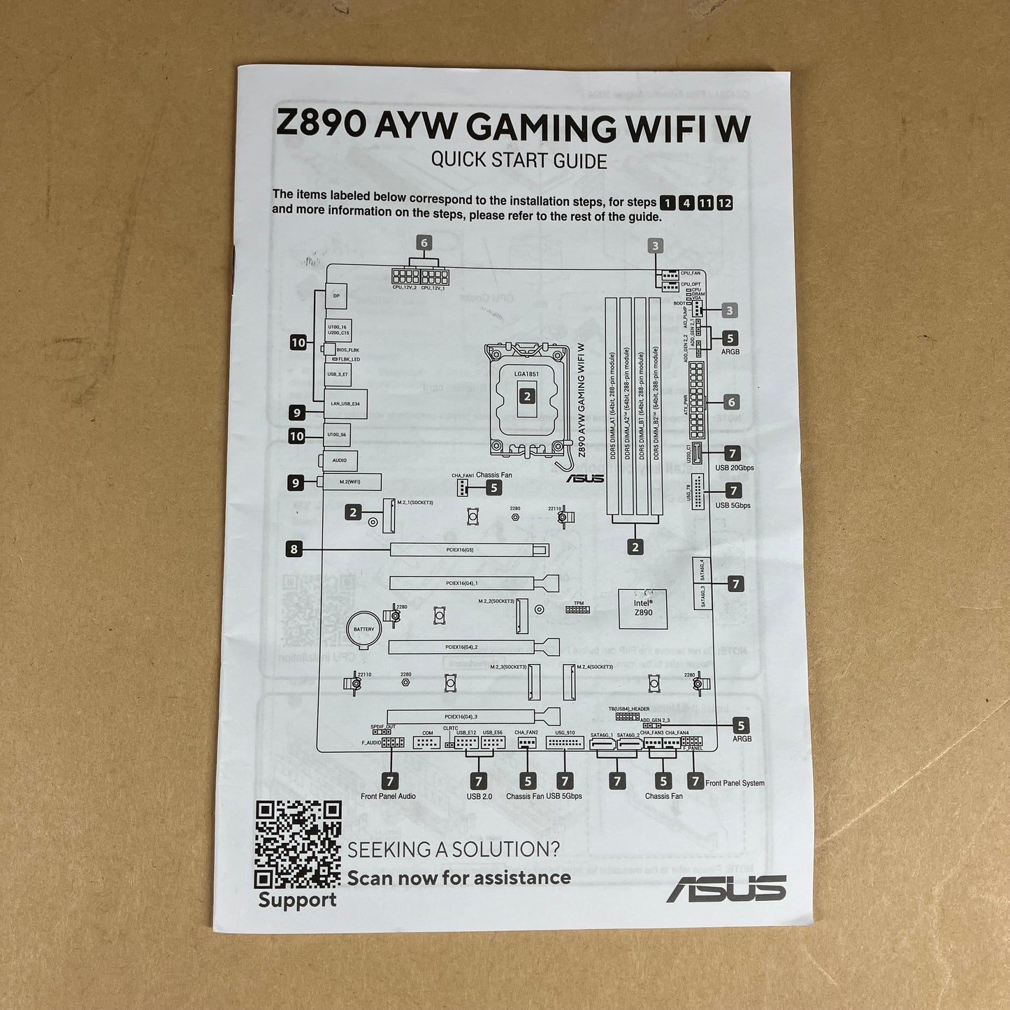 Asus Z890 AYM GAMING WIFI LGA 1851 ATX Ultra 7 265k 16GB DDR5 RAM NO SSD NO OS