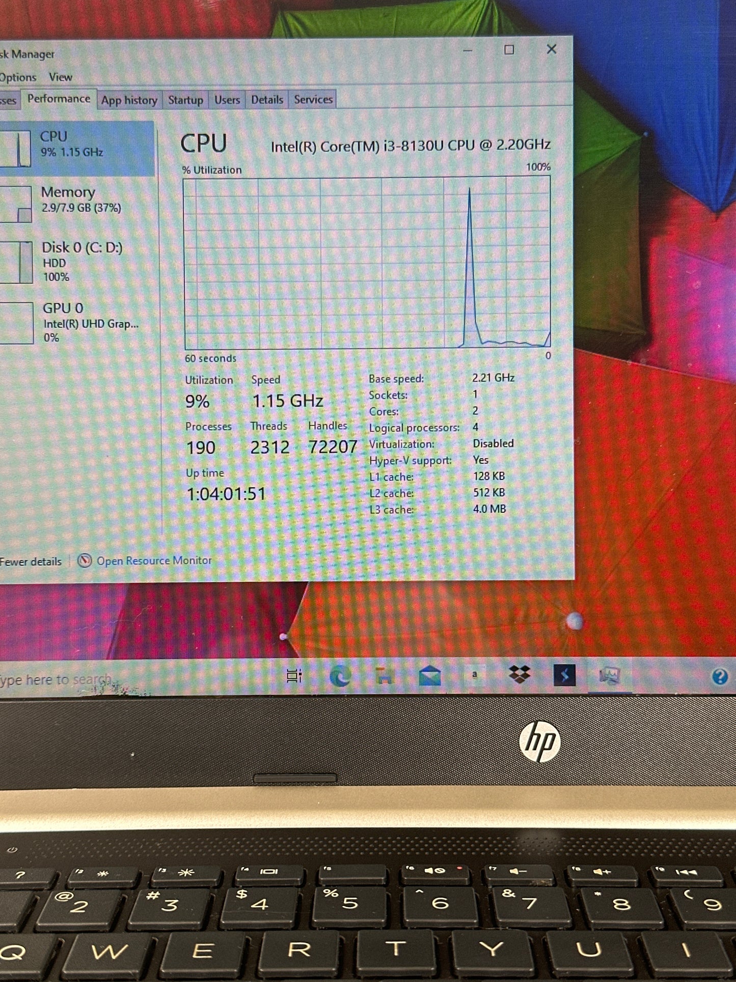 Broken HP 14-cf0xx 13" i3-8130U 2.2GHz 8GB RAM 1TB HDD